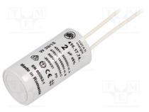 Capacitor  motors, run, 2uF, 475VAC, Ø25x49mm, -25....70C, 5%