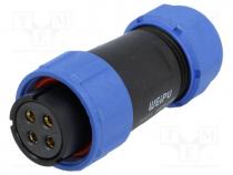 Plug, female, SP21, PIN 4, IP68, 7....12mm, soldering, for cable, 500V