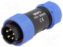 Plug, male, SP21, PIN 5, IP68, 7....12mm, soldering, for cable, 500V