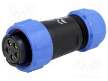 Plug, female, SP21, PIN 5, IP68, 7....12mm, soldering, for cable, 500V