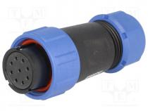 Plug, female, SP21, PIN 9, IP68, 7....12mm, soldering, for cable, 500V