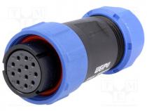 Plug, female, SP21, PIN 12, IP68, 7....12mm, soldering, for cable, 400V