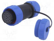 Plug, female, SP21, PIN 12, with protective cap, IP68, 7÷12mm, 400V