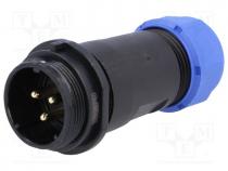 Plug, male, SP21, PIN 3, IP68, 7....12mm, soldering, for cable, 500V