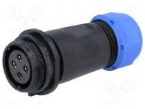 Plug, female, SP21, PIN 4, IP68, 7....12mm, soldering, for cable, 500V
