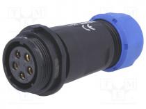 Plug, female, SP21, PIN 5, IP68, 7....12mm, soldering, for cable, 500V