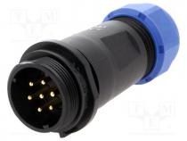 Plug, male, SP21, PIN 7, IP68, 7....12mm, soldering, for cable, 500V