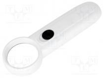 Hand magnifier, Mag  x4, Lens diam 37mm, Illumin  LED