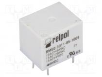 Relay  electromagnetic, SPDT, Ucoil 9VDC, 10A, max277VAC, max30VDC