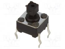 Microswitch, 1-position, SPST-NO, 0.05A/12VDC, THT, 1.5N, 6x6mm