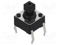 Microswitch, 1-position, SPST-NO, 0.05A/12VDC, THT, 2.5N, 6x6mm
