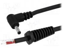 Cable, wires, DC 1,3/3,5 plug, angled, 1mm2, black, 1.5m, -20....70C