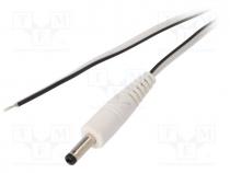 Cable, wires, DC 4,0/1,7 plug, straight, Sony, 0.5mm2, white, 1.5m