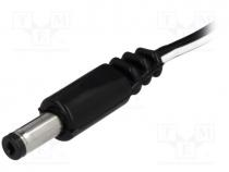 Cable, wires, DC 4,8/1,7 plug, straight, 0.5mm2, black, 1.5m