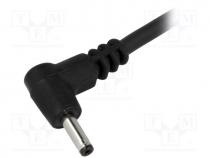 Cable, wires, DC 5,5/1,7 plug, angled, 1mm2, black, 1.5m, -20÷70C