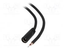 Cable, wires, DC 5,5/2,1 socket, straight, 1mm2, black, 1.5m