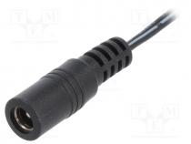 Cable, wires, DC 5,5/2,5 socket, straight, 0.5mm2, black, 0.25m