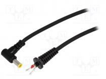 Cable, wires, DC 5,5/3,0CP plug, angled, 1mm2, black, 1.5m