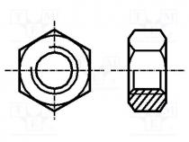 Nut, hexagonal, M5, A2 stainless steel, Pitch 0,8, 8mm, BN 628