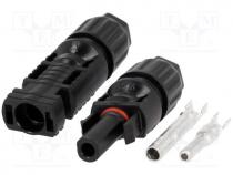 Connector  solar, male + female, straight, 2.5....4mm2, with contacs