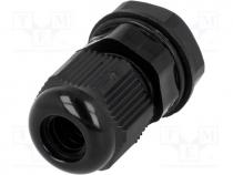 Cable gland, M12, IP68, Mat  polyamide, black, UL94V-2, 12.1mm