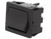 ROCKER, 2-position, DPDT, ON-ON, 10A/250VAC, 10A/28VDC, black, none