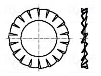 Washer, externally serrated, M4, D=8mm, h=0.5mm, steel, DIN 6798A