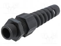 Cable gland, with strain relief, M16, IP68, Mat  polyamide, black