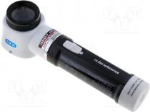 Hand magnifier, Mag  x10, Lens diam 30mm, Illumin  LED