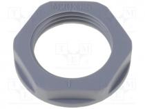 Nut, M16, polyamide, 22mm, dark grey, -40....100C, Thread  metric