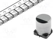 Capacitor  electrolytic, low impedance, SMD, 10uF, 50VDC, Ø5x5.8mm