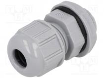 Cable gland, PG9, IP68, Mat  polyamide, dark grey, UL94V-2