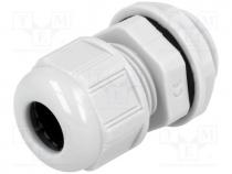 Cable gland, PG11, IP68, Mat  polyamide, light grey, UL94V-2