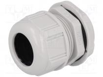 Cable gland, PG29, IP68, Mat  polyamide, light grey, UL94V-2