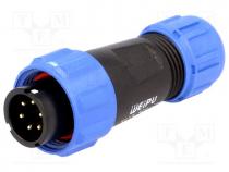 Plug, male, SP13, PIN 6, IP68, 4....6.5mm, 5A, soldering, for cable