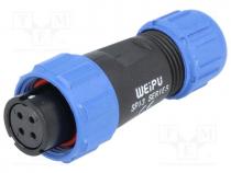 Plug, female, SP13, PIN 4, IP68, 4....6.5mm, 5A, soldering, for cable