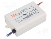 Pwr sup.unit  switched-mode, LED, 36W, 12VDC, 3A, 90÷264VAC, IP42