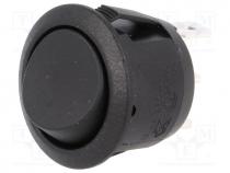 ROCKER, 2-position, SPDT, ON-ON, 10A/250VAC, black, none, 50m