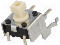 Microswitch TACT, 1-position, SPST-NO, 0.05A/24VDC, THT, 0.98N