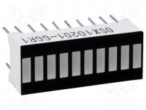 Display  LED, bargraph, green (7x) / red (3x), 25.5x10.2x7.9mm