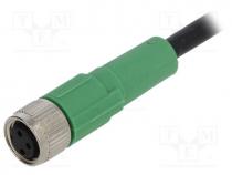 Connection lead, M8, PIN 3, straight, 1.5m, plug, 250VAC, 4A, 250VDC