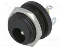 Socket, DC supply, male, 5,5/2,5mm, 5.5mm, 2.5mm, soldering