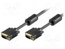 Cable, D-Sub 15pin HD plug, both sides, 5m, Colour  black