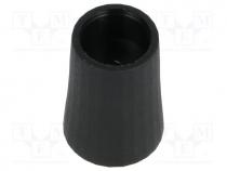 Knob, conical, thermoplastic, Shaft d 6mm, Ø12x17mm, black
