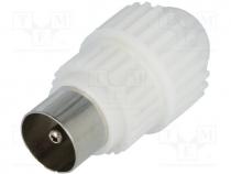 Plug, coaxial 9.5mm (IEC 169-2), male, straight, for cable