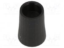 Knob, conical, thermoplastic, Shaft  6mm, Ø12x17mm, black