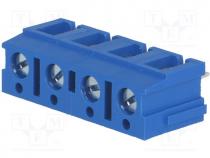 PCB terminal block, angled 90, 7.5mm, ways 4, on PCBs, 2.5mm2