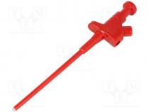 Clip-on probe, pincers type, 60VDC, red, 4mm, Overall len 158mm