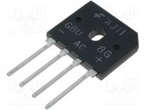 Single-phase bridge rectifier, Urmax  400V, If  8A, Ifsm  200A, GBU