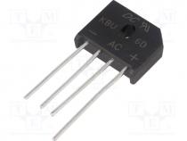 Single-phase bridge rectifier, Urmax  200V, If  6A, Ifsm  175A, KBU